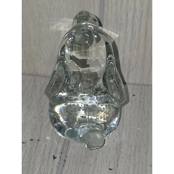 Vtg Hand Blown Art Glass Hound Dog Paperweight Controlled Bubbles Clear Puppy - Picture 10 of 11
